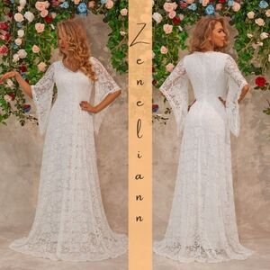 White Lace Floor-Length Dress